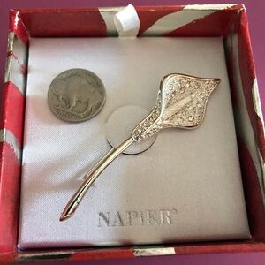 Napier Silver-Tone Calla Lily Flower Brooch, Pave Set Rhinestones i…